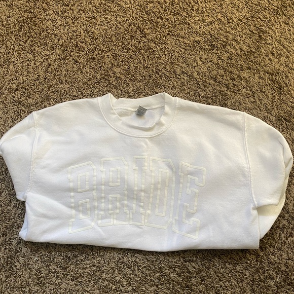 White “BRIDE” pullover sweatshirt - Picture 3 of 5